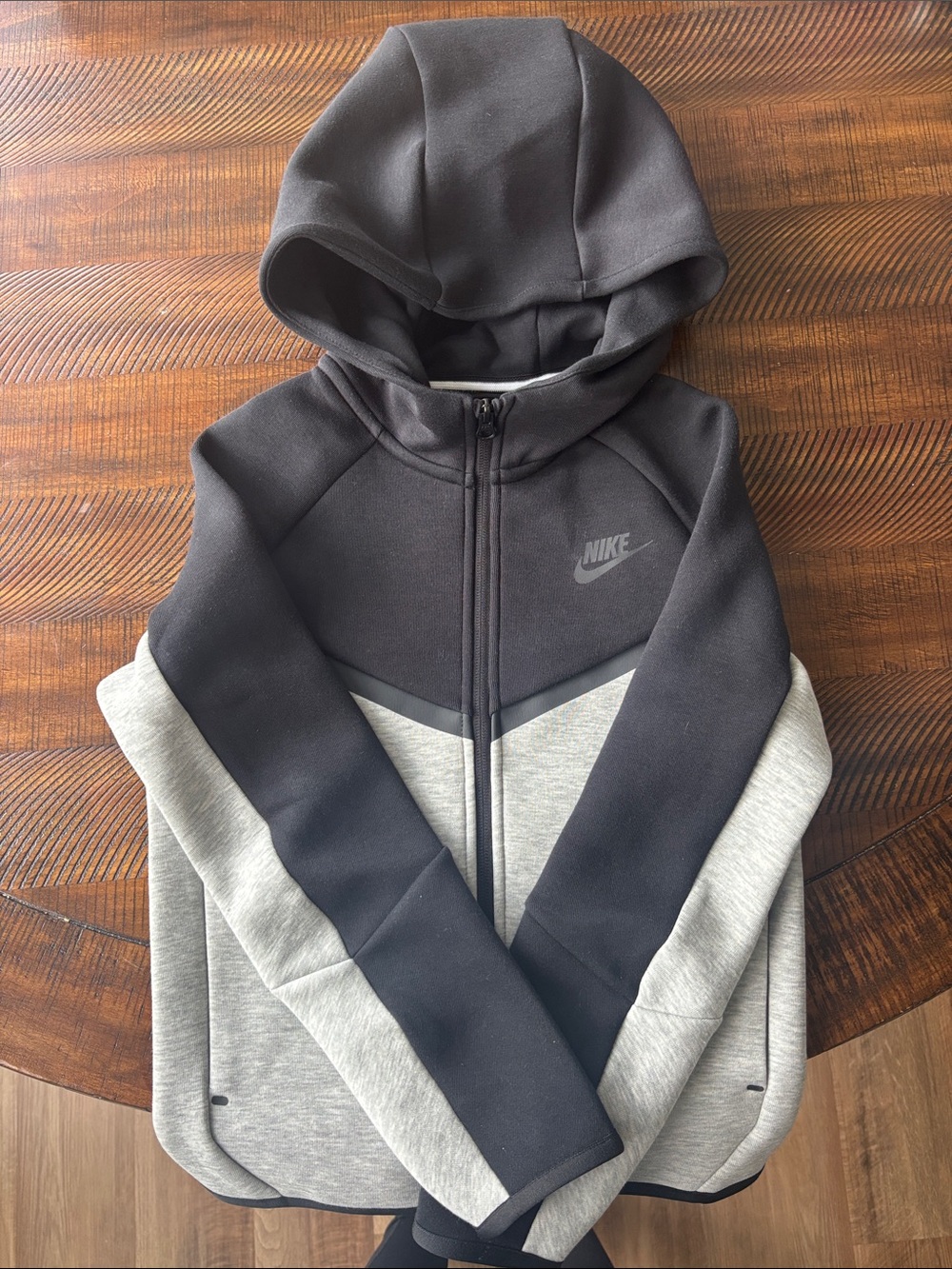 Nike Kids Black & Light Gray Colorblock Full-Zip Hooded Jacket